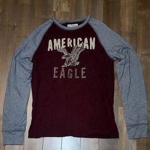 Burgundy American Eagle Long Sleeve Shirt